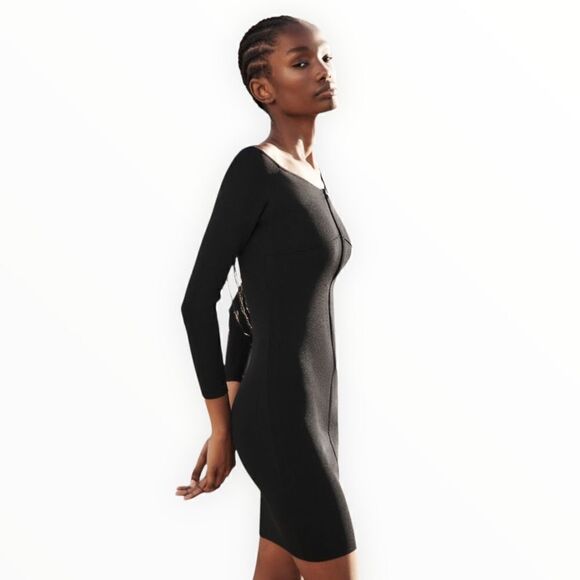 ZARA | Black | KNIT DRESS WITH ZIPPER - Picture 7 of 11